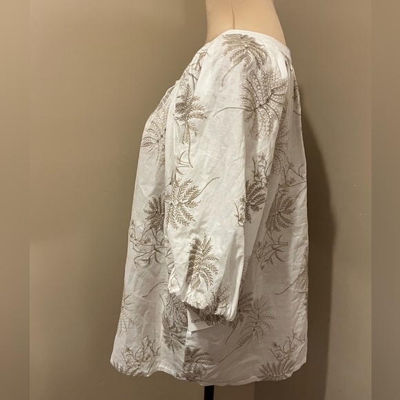 Karen Kane Embroidered Top - Sheer White With Taupe Embroidery, size XL - Picture 4 of 9